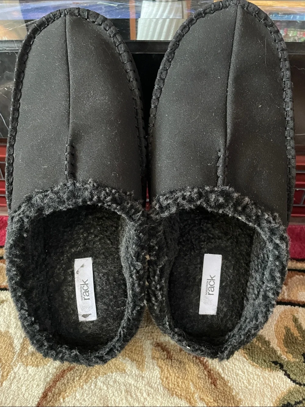 Rack Black Faux-Shearling Slip-On Loafers for Men